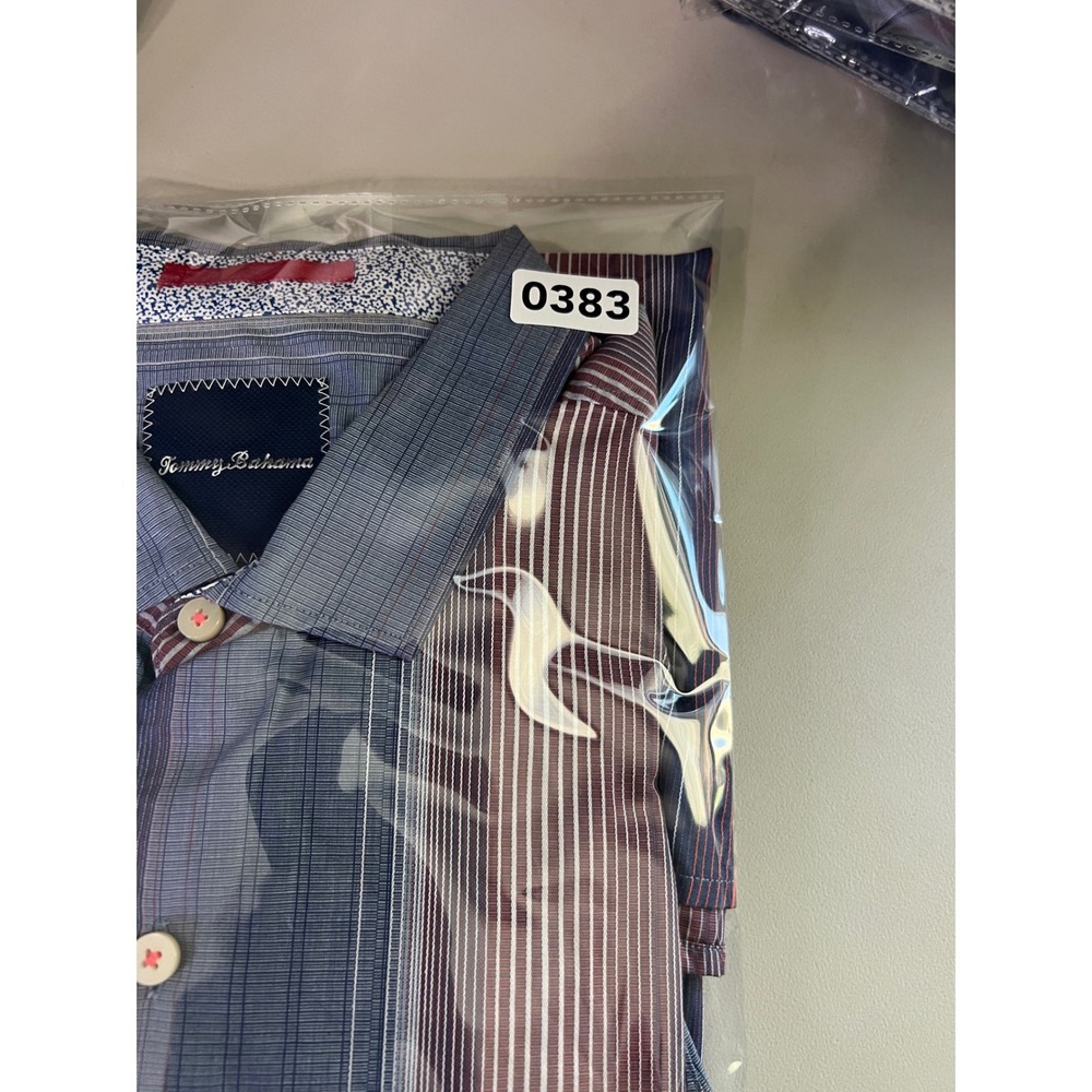Tommy Bahama Mens XL Striped Button Down Shirt Blue Burgundy Cotton T310289 - Picture 13 of 13